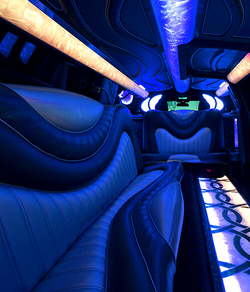 Inside our fancy Independence stretch limousines