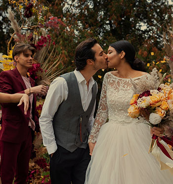 lovely marriage couple kissing 