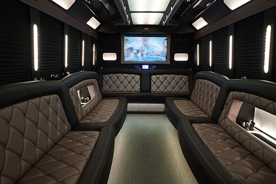 The interior of our party buses