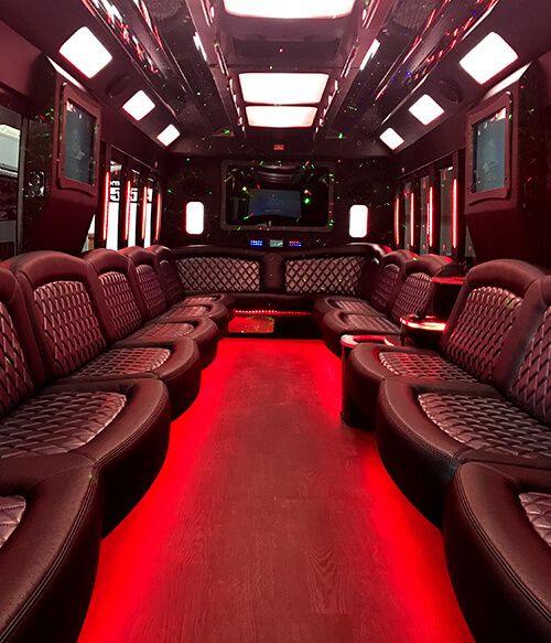 party bus with red lights